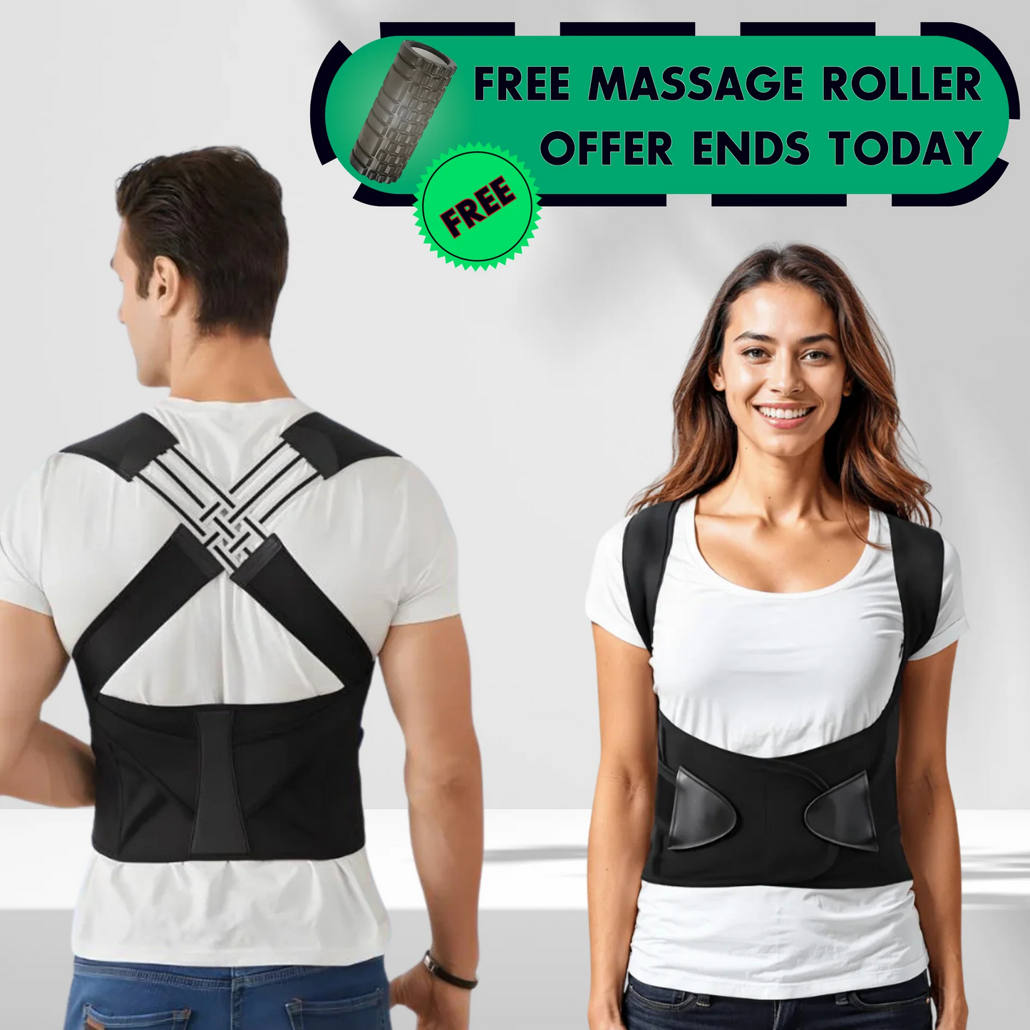 PosturaPro™ – The Original Back Hero (Buy 2, Get 1 FREE) + FREE Gift: Massage Roller 🎁